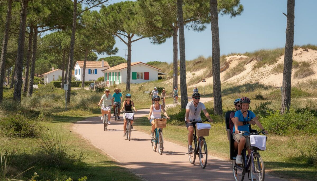 Vélos alignés prêts à être loués à Lège-Cap-Ferret