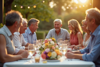 Famille multigenerationale célébrant 24 ans d anniversaire en plein air