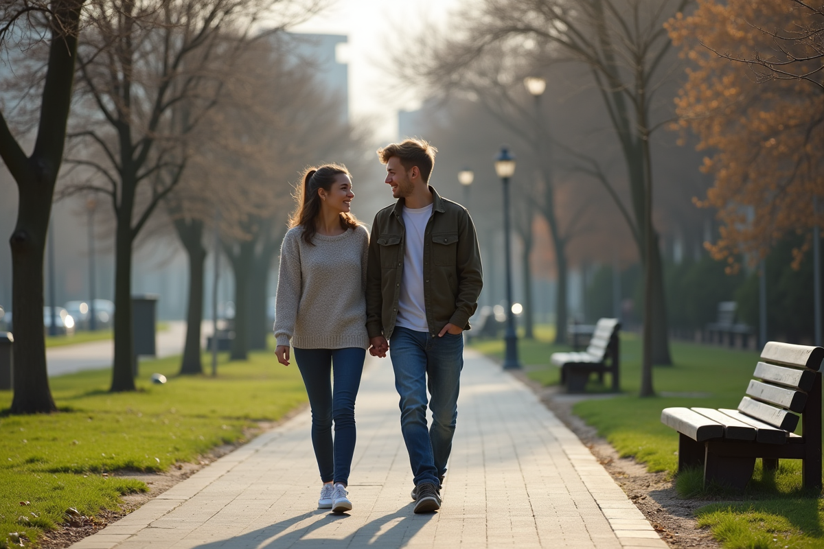 Jeune couple discutant lors d