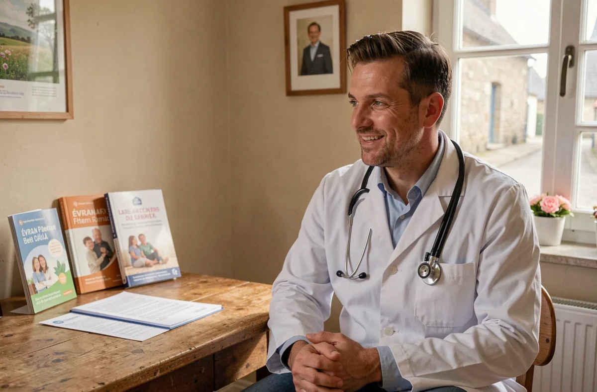 Dr Bertrand Delahaye, médecin généraliste à orientation pédiatrique à Évran, en consultation