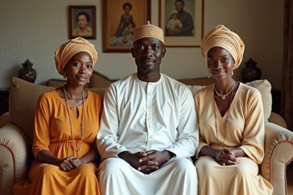 Portrait d'une famille africaine en tenue traditionnelle