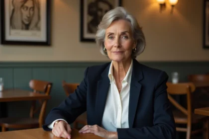 Femme élégante dans un café parisien tranquille