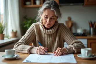 Femme d'âge moyen prenant des notes sur un calendrier