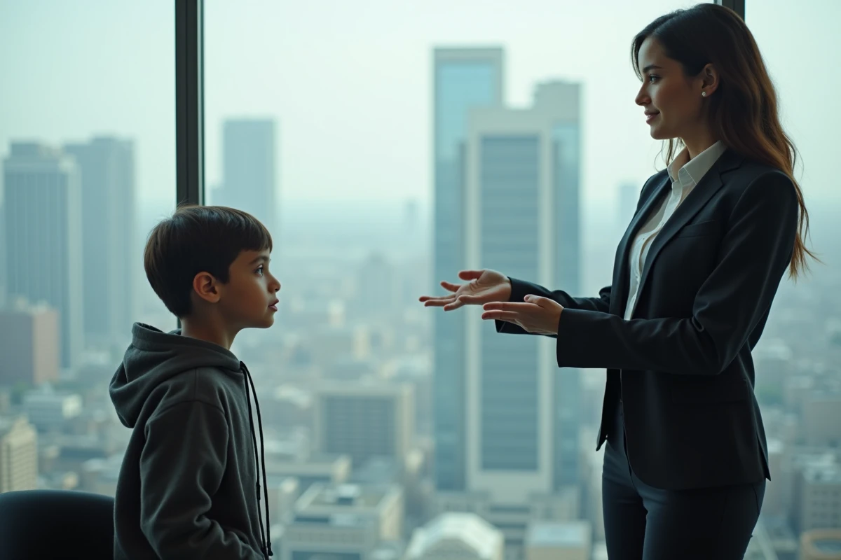Jeune femme en présentation dans un bureau moderne