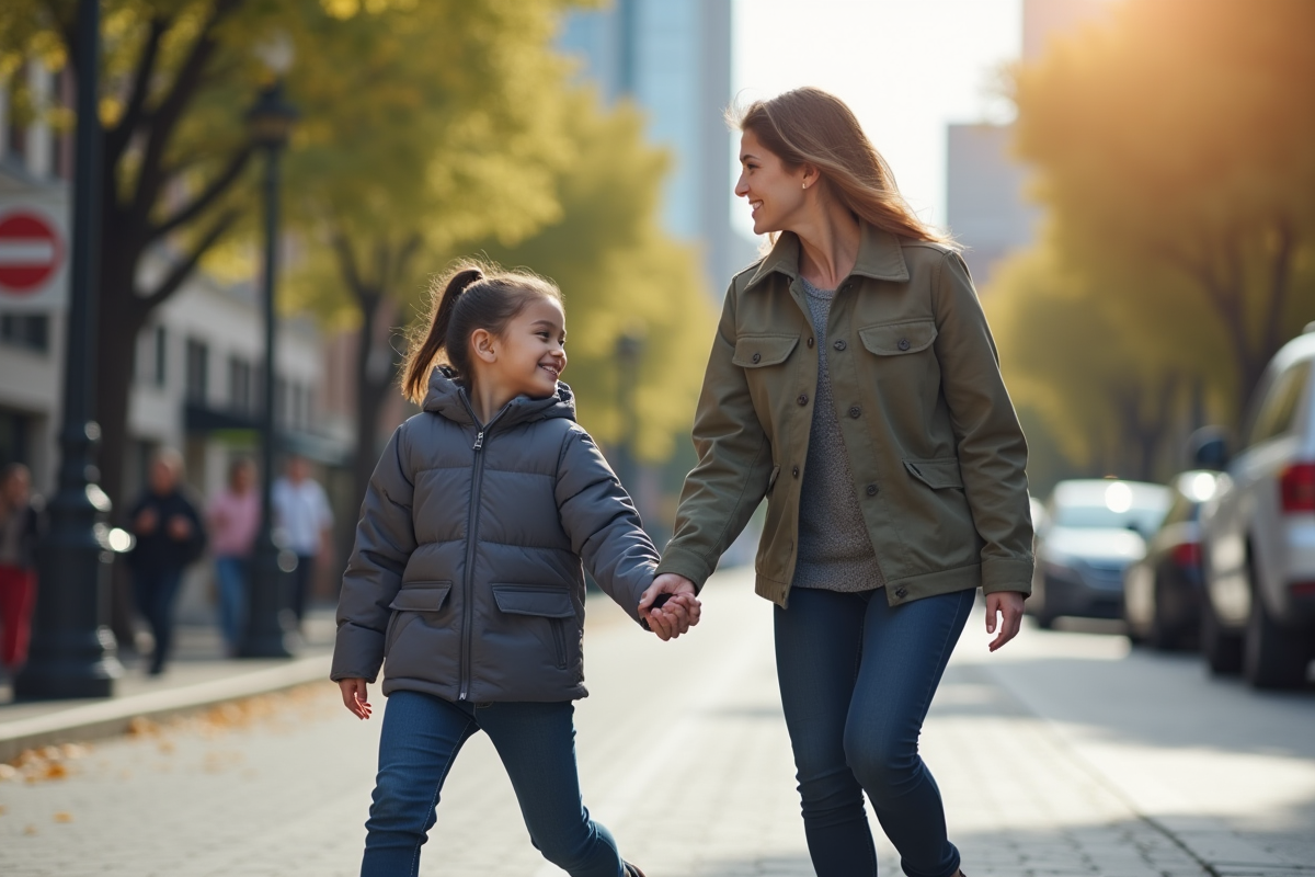 Travailleur social guide un jeune aveugle dans la ville